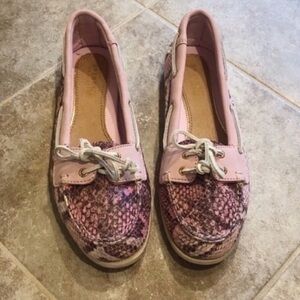 Sperry Top Sider snake print boat shoes lo…